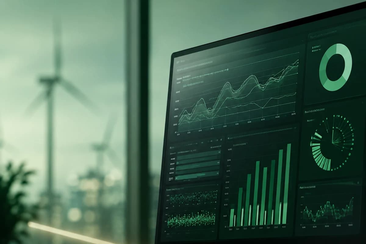 Bildschirm mit Auswertungen von Energieverbrauchsdaten